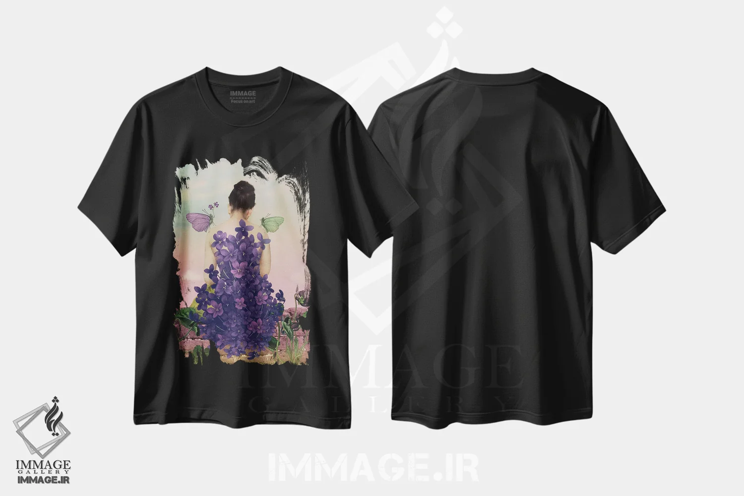 تیشرت مشکی طرح دار بنفشه، هنر فاخر معاصر اثر کاترین ولز-استاین | immage.ir