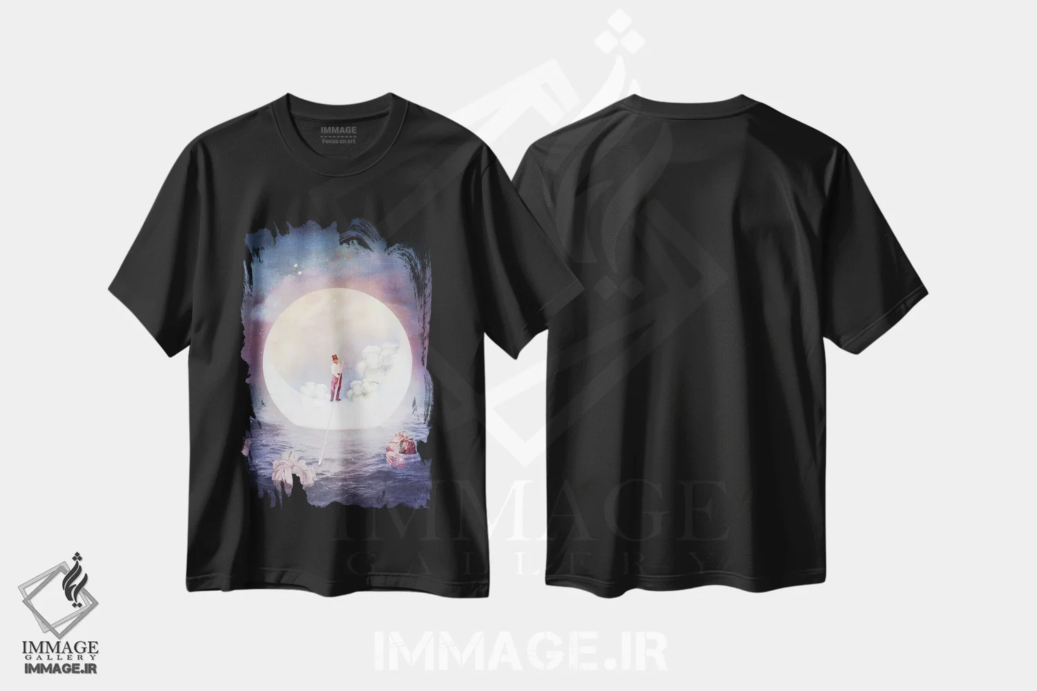 تیشرت مشکی طرح دار کشتی ران، هنر فاخر معاصر اثر کاترین ولز-استاین | فروشگاه ایماژ