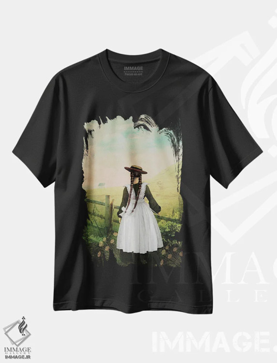تیشرت مشکی طرح دار بعد از مدرسه، هنر فاخر معاصر اثر کاترین ولز-استاین | فروشگاه ایماژ