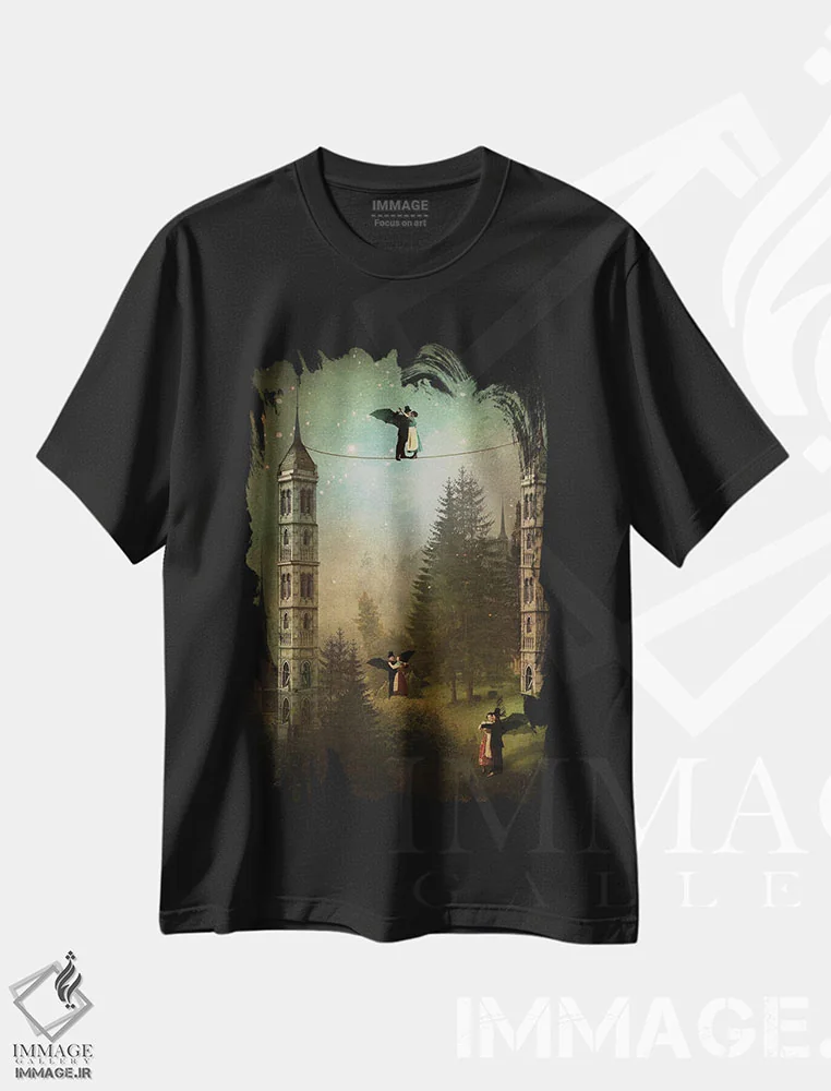 تیشرت مشکی طرح دار رقص خون آشام ها، هنر فاخر معاصر اثر کاترین ولز-استاین | immage.ir