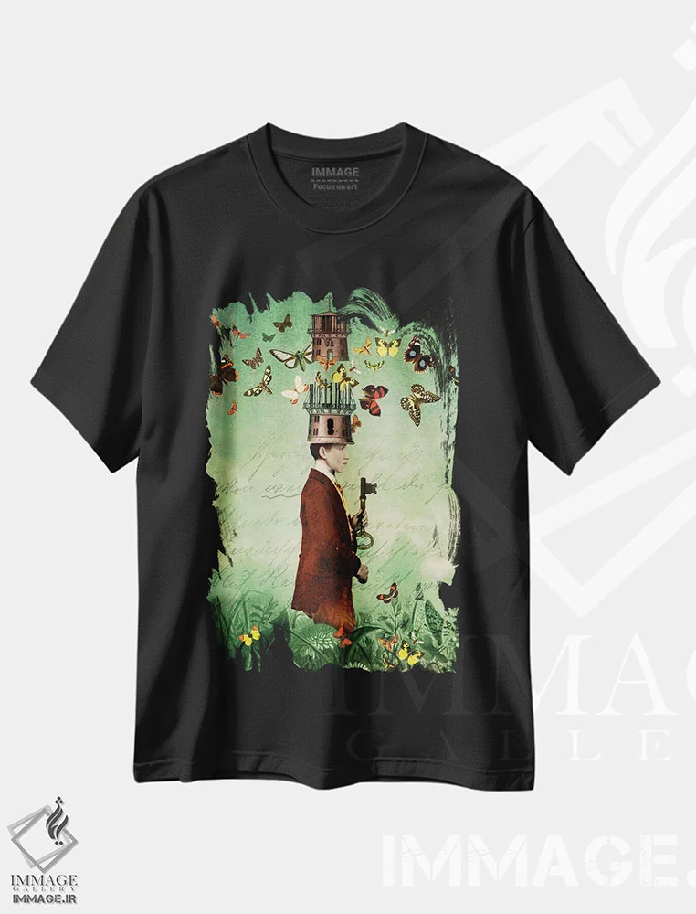 تیشرت مشکی طرح دار ذهنت را آزاد کن، هنر فاخر معاصر اثر کاترین ولز-استاین | فروشگاه ایماژ