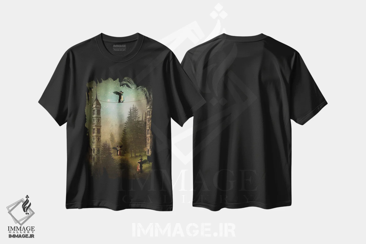 تیشرت مشکی طرح دار رقص خون آشام ها، هنر فاخر معاصر اثر کاترین ولز-استاین | immage.ir