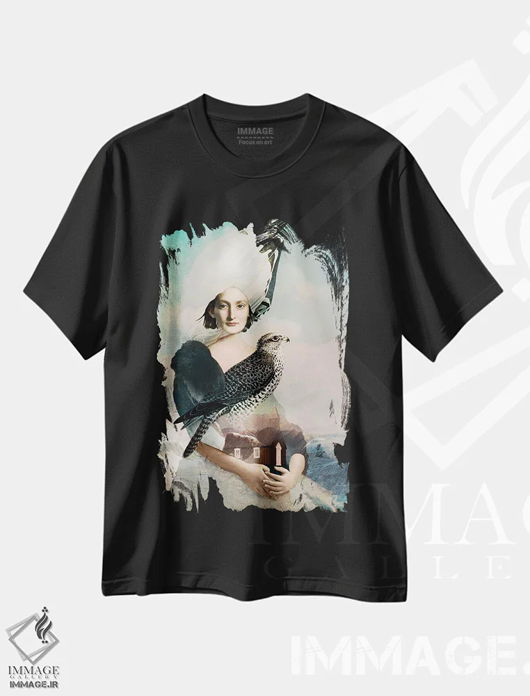 تیشرت مشکی طرح دار جزیره، هنر فاخر معاصر اثر کاترین ولز-استاین | immage.ir