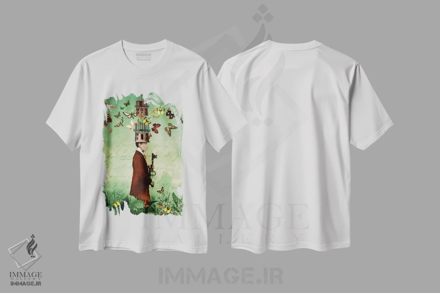 تیشرت سفید طرح دار ذهنت را آزاد کن، هنر فاخر معاصر اثر کاترین ولز-استاین | immage.ir