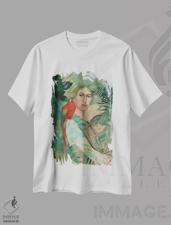 تیشرت سفید طرح دار پرتره XX، هنر فاخر معاصر اثر کاترین ولز-استاین | immage.ir