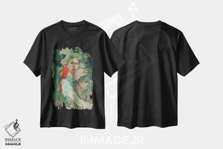 تیشرت مشکی طرح دار پرتره XX، هنر فاخر معاصر اثر کاترین ولز-استاین | فروشگاه ایماژ