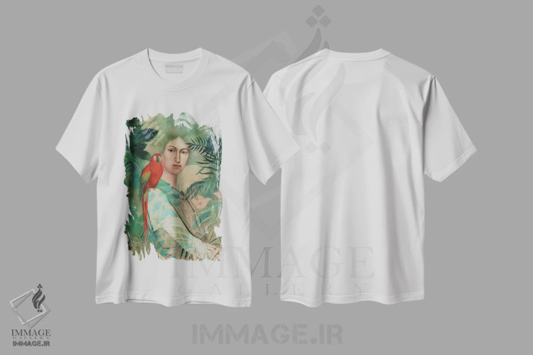 تیشرت سفید طرح دار پرتره XX، هنر فاخر معاصر اثر کاترین ولز-استاین | immage.ir
