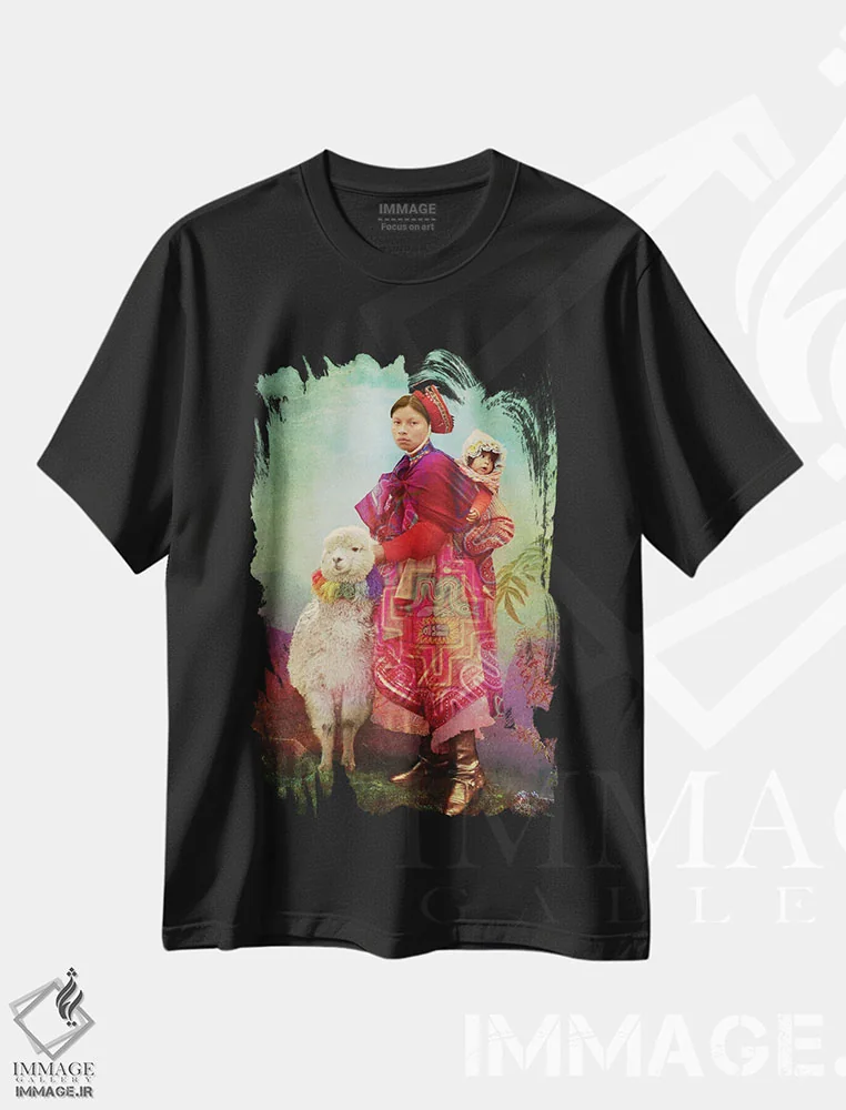 تیشرت مشکی طرح دار مردم کچو، هنر فاخر معاصر اثر کاترین ولز-استاین | immage.ir