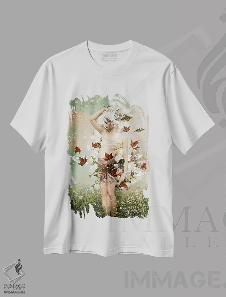 تیشرت سفید طرح دار دانه برف، هنر فاخر معاصر اثر کاترین ولز-استاین | فروشگاه ایماژ