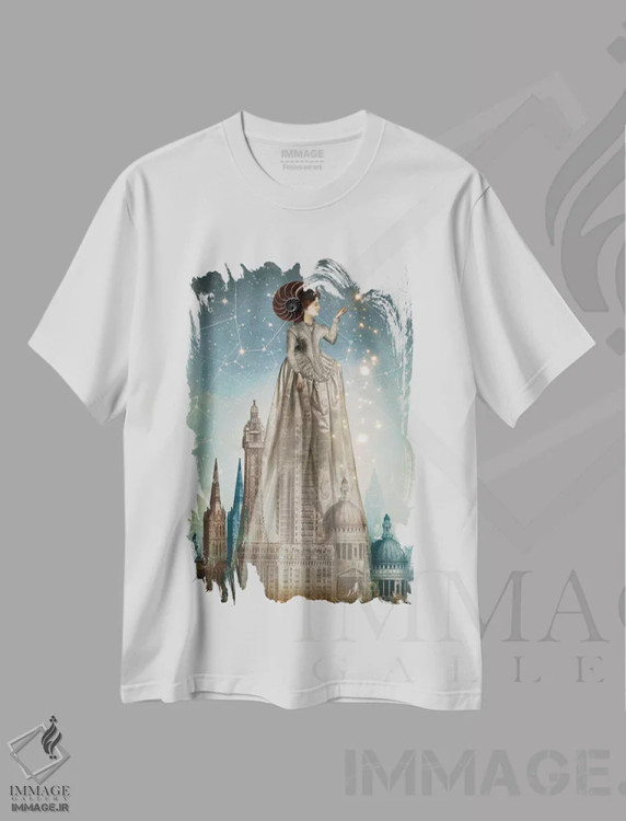 تیشرت سفید طرح دار ابراکادابرا، هنر فاخر معاصر اثر کاترین ولز-استاین | immage.ir