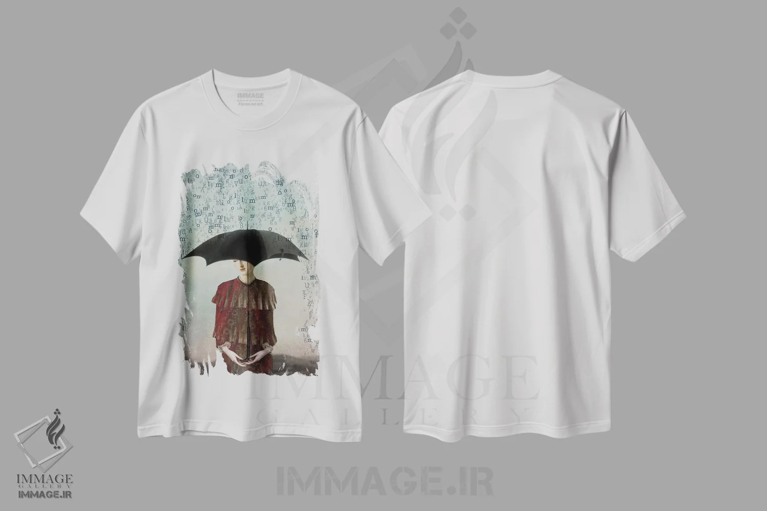 تیشرت سفید طرح دار مرا بی کلام گذاشتی، هنر فاخر معاصر اثر کاترین ولز-استاین | immage.ir