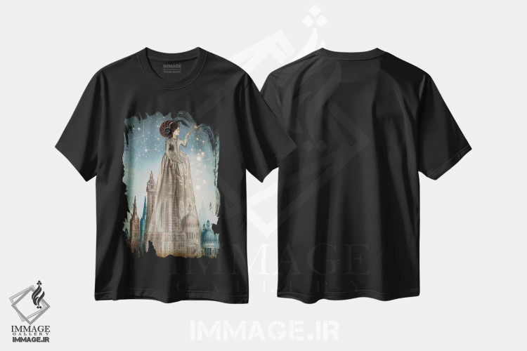 تیشرت مشکی طرح دار ابراکادابرا، هنر فاخر معاصر اثر کاترین ولز-استاین | فروشگاه ایماژ