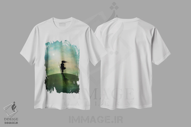 تیشرت سفید طرح دار ستاره صبحگاهی، هنر فاخر معاصر اثر کاترین ولز-استاین | immage.ir