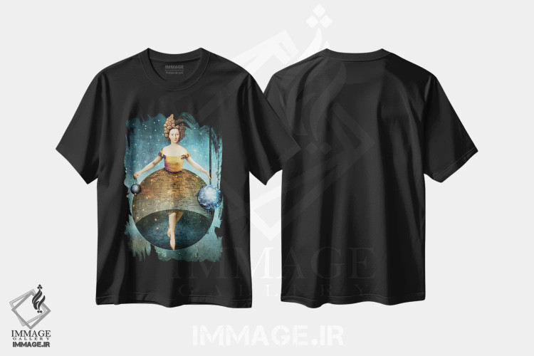 تیشرت مشکی طرح دار جهان، هنر فاخر معاصر اثر کاترین ولز-استاین | فروشگاه ایماژ