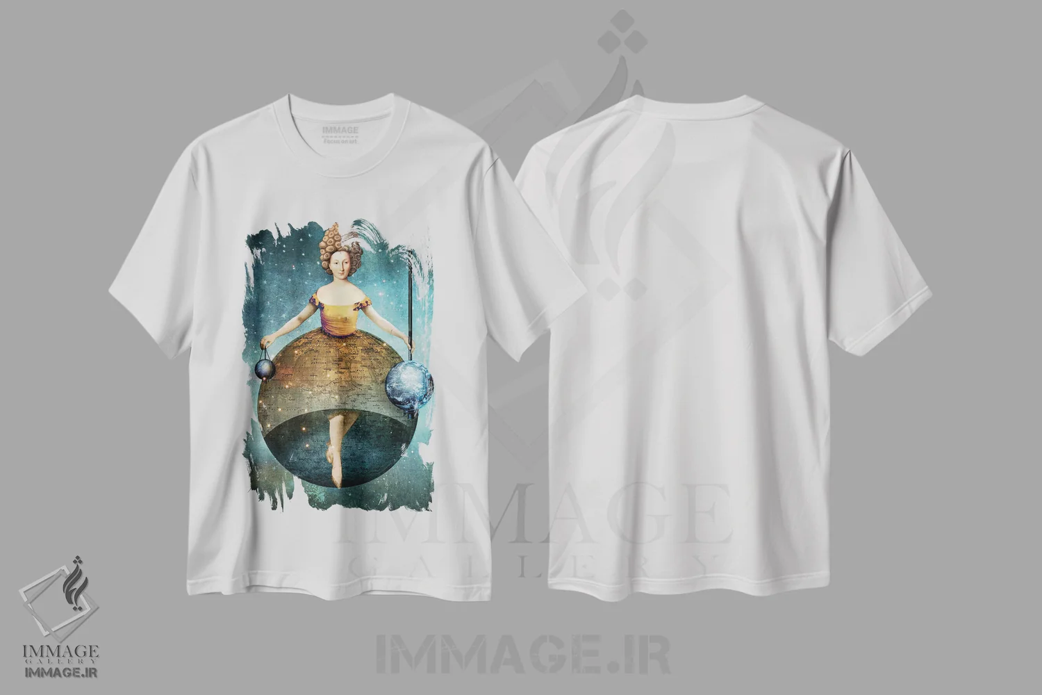 تیشرت سفید طرح دار جهان، هنر فاخر معاصر اثر کاترین ولز-استاین | immage.ir