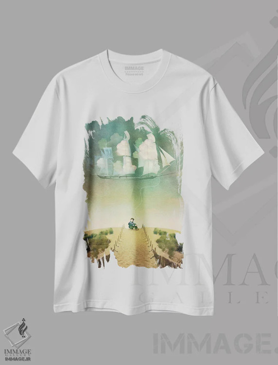 تیشرت سفید طرح دار کشتی هوایی، هنر فاخر معاصر اثر کاترین ولز-استاین | immage.ir
