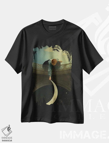 تیشرت مشکی طرح دار تغییر نور، هنر فاخر معاصر اثر کاترین ولز-استاین | فروشگاه ایماژ