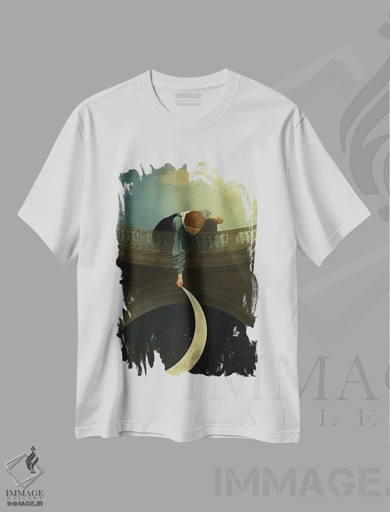 تیشرت سفید طرح دار تغییر نور، هنر فاخر معاصر اثر کاترین ولز-استاین | immage.ir