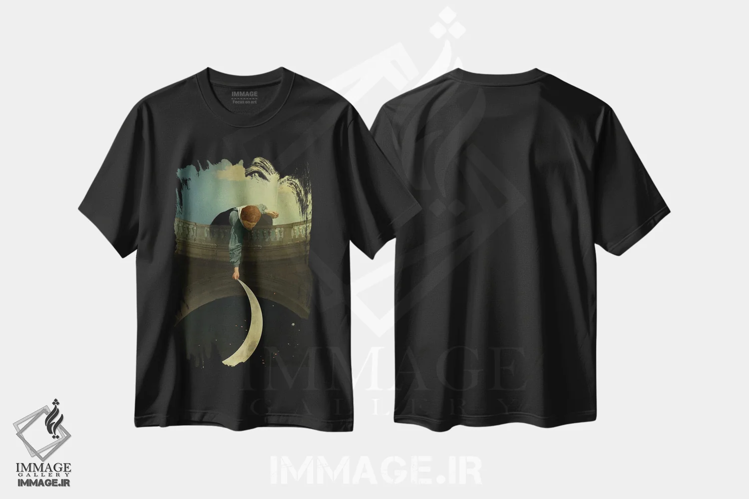 تیشرت مشکی طرح دار تغییر نور، هنر فاخر معاصر اثر کاترین ولز-استاین | فروشگاه ایماژ