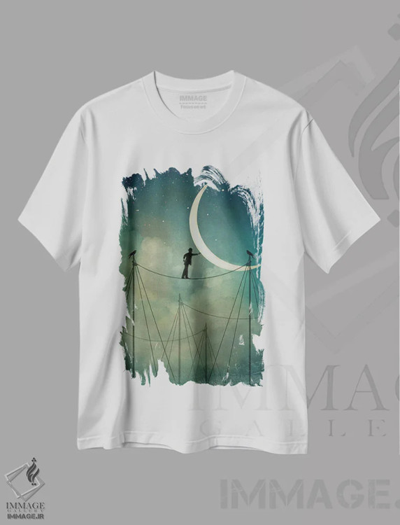 تیشرت سفید طرح دار رقص مهتاب، هنر فاخر معاصر اثر کاترین ولز-استاین | فروشگاه ایماژ