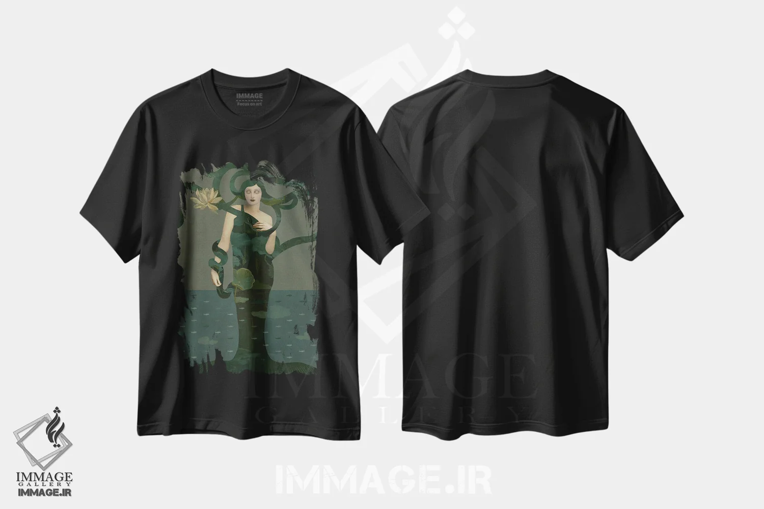 تیشرت مشکی طرح دار مدوسا، هنر فاخر معاصر اثر کاترین ولز-استاین | فروشگاه ایماژ