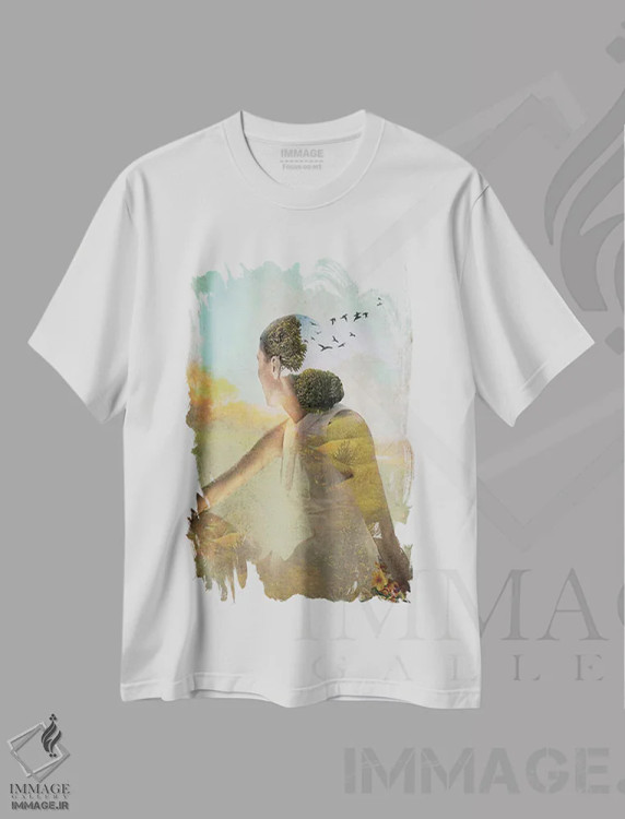 تیشرت سفید طرح دار رؤیای تابستانه، هنر فاخر معاصر اثر کاترین ولز-استاین | فروشگاه ایماژ