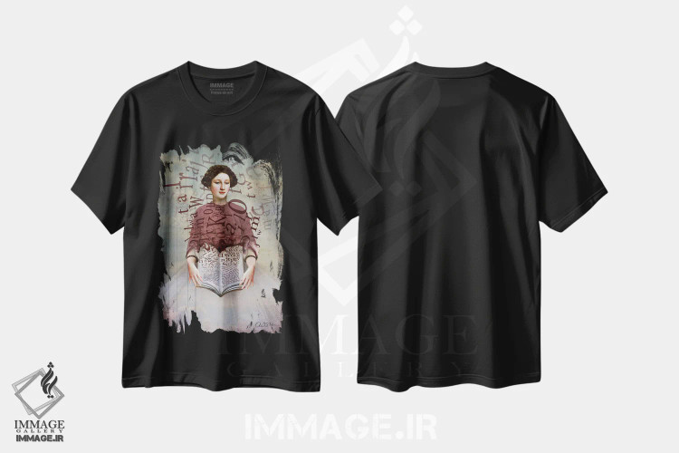 تیشرت مشکی طرح دار کتاب قصه، هنر فاخر معاصر اثر کاترین ولز-استاین | immage.ir