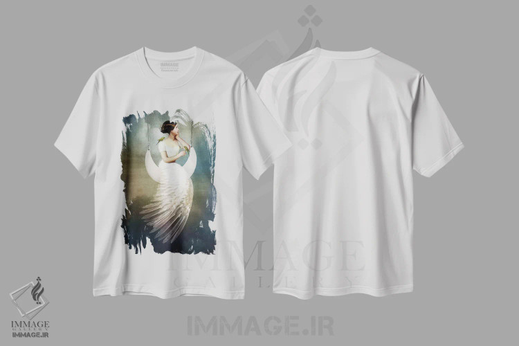 تیشرت سفید طرح دار تا ماه و بازگشت، هنر فاخر معاصر اثر کاترین ولز-استاین | immage.ir
