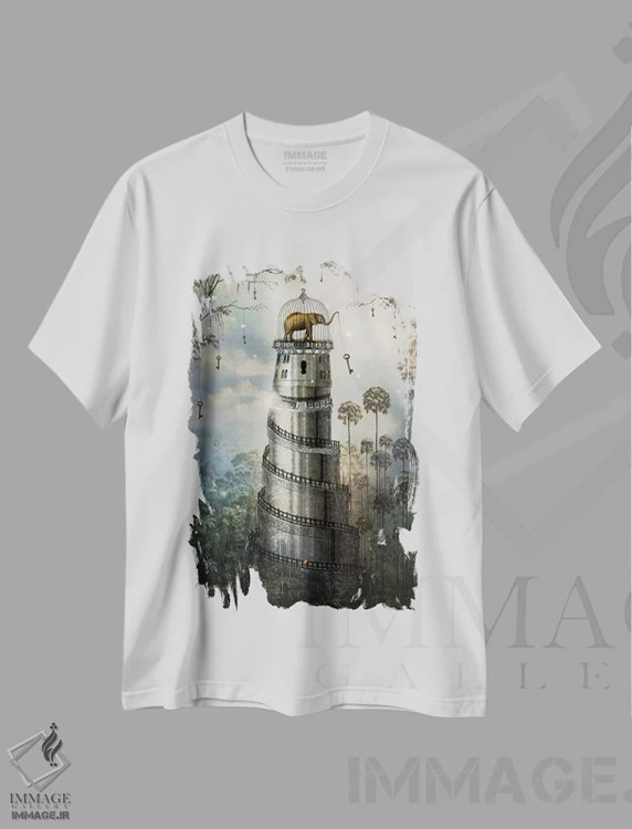 تیشرت سفید طرح دار جایی که کلیدها بر درختان آویزان اند، هنر فاخر معاصر اثر کاترین ولز-استاین | فروشگاه ایماژ