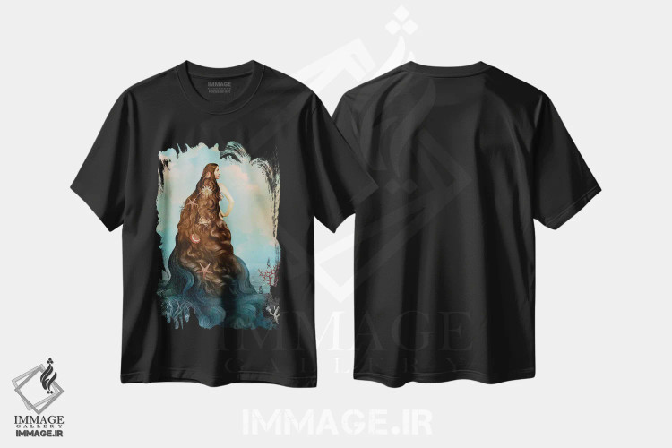 تیشرت مشکی طرح دار آب جزیره ویرجین، هنر فاخر معاصر اثر کاترین ولز-استاین | immage.ir