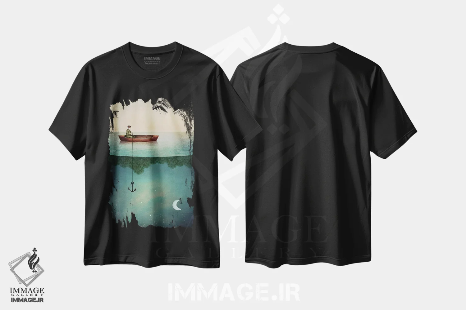 تیشرت مشکی طرح دار ورود به سرزمین رویاها، هنر فاخر معاصر اثر کاترین ولز-استاین | فروشگاه ایماژ
