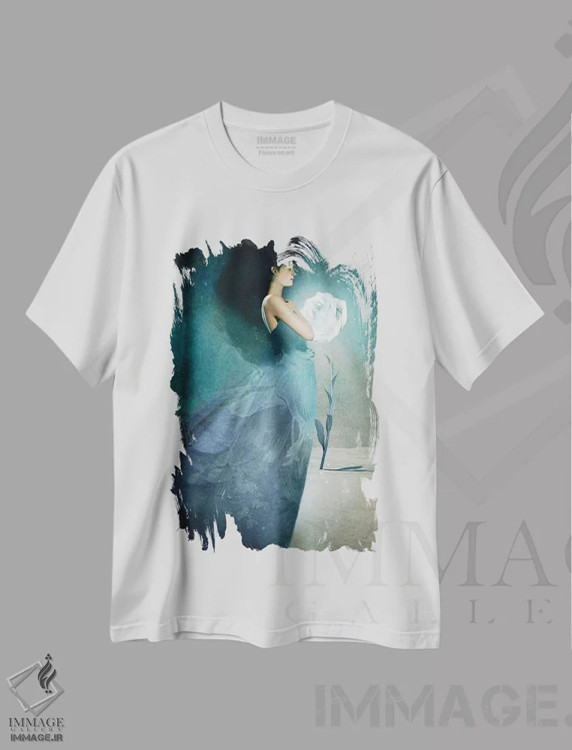 تیشرت سفید طرح دار شاهزاده یخی، هنر فاخر معاصر اثر کاترین ولز-استاین | فروشگاه ایماژ