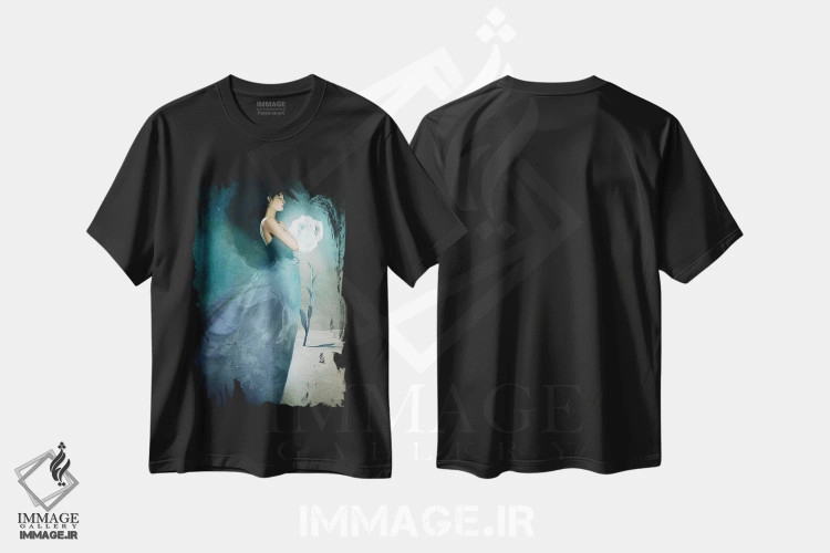 تیشرت مشکی طرح دار شاهزاده یخی، هنر فاخر معاصر اثر کاترین ولز-استاین | immage.ir