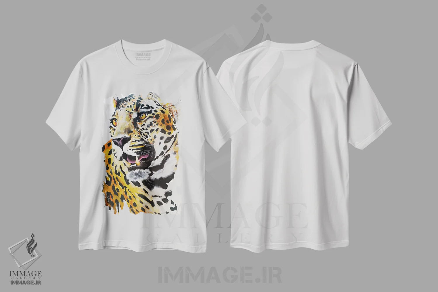 تیشرت سفید طرح دار یوزپلنگ، هنر فاخر معاصر اثر چنس وات | immage.ir