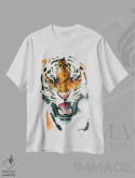 تیشرت سفید طرح دار ببر، هنر فاخر معاصر اثر چنس وات | فروشگاه ایماژ