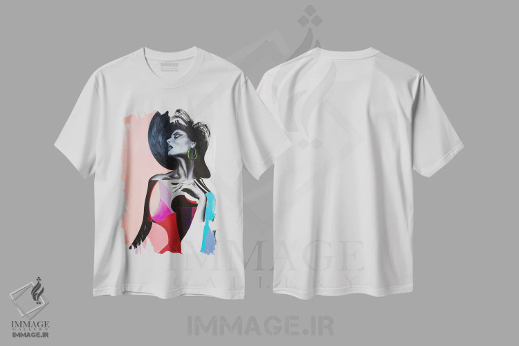 تیشرت سفید طرح دار زن با گوشواره سبز، هنر فاخر معاصر اثر چنس وات | immage.ir