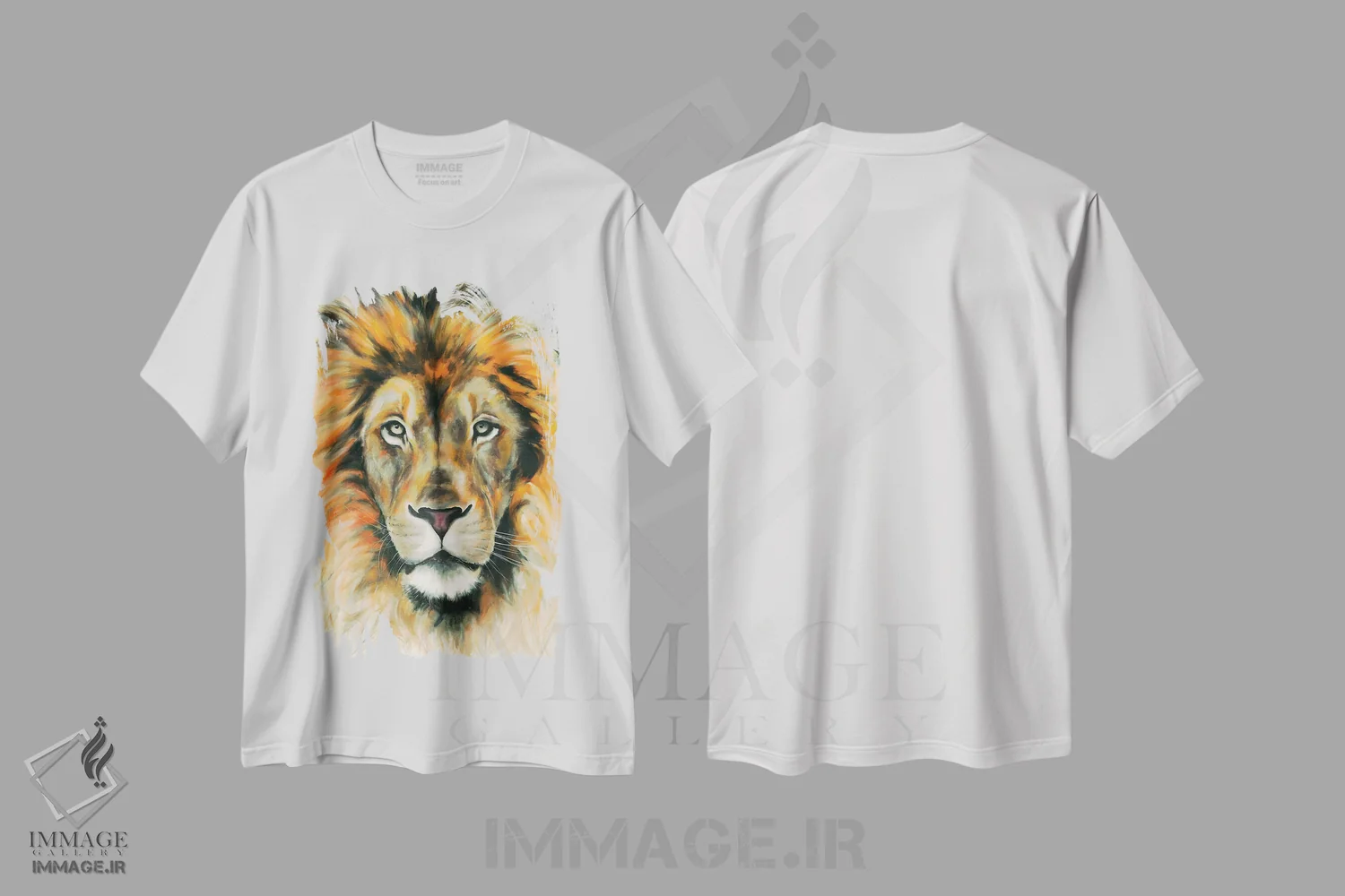 تیشرت سفید طرح دار شیر ۲، هنر فاخر معاصر اثر چنس وات | فروشگاه ایماژ