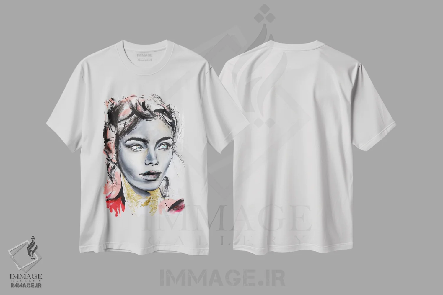 تیشرت سفید طرح دار قرمز به طراحی، هنر فاخر معاصر اثر چنس وات | فروشگاه ایماژ