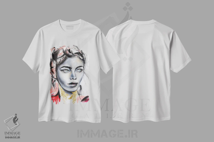 تیشرت سفید طرح دار قرمز به طراحی، هنر فاخر معاصر اثر چنس وات | فروشگاه ایماژ