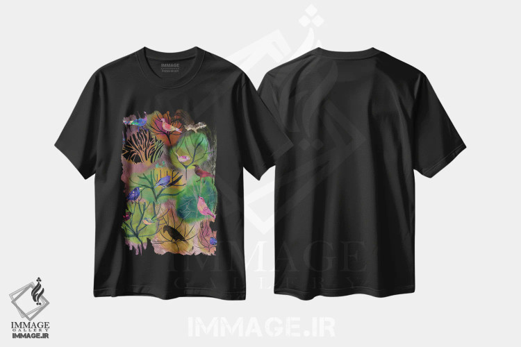 تیشرت مشکی طرح دار فراوانی، هنر دیجیتال اثر کلر وست وود | فروشگاه ایماژ