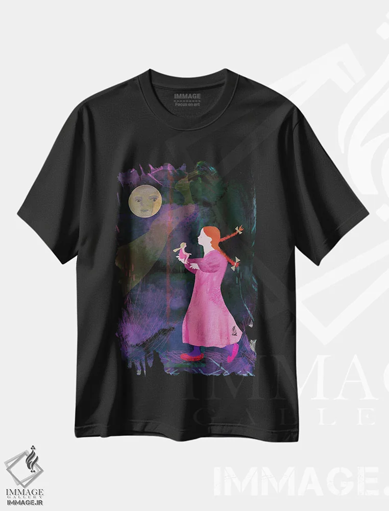 تیشرت مشکی طرح دار عروسک چینی، هنر دیجیتال اثر کلر وست وود | immage.ir