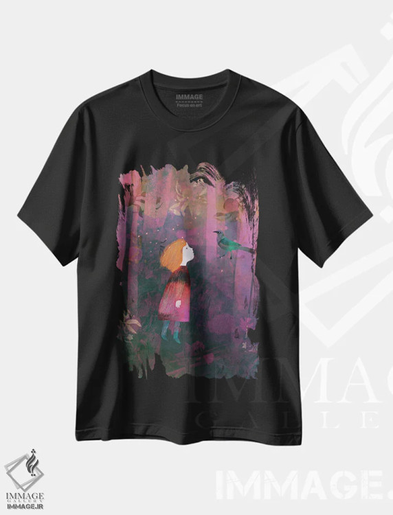 تیشرت مشکی طرح دار خیال پردازی، هنر دیجیتال اثر کلر وست وود | immage.ir