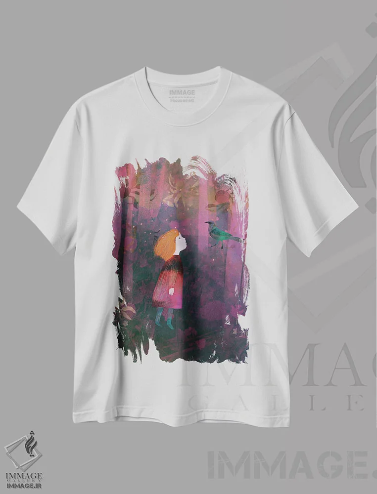 تیشرت سفید طرح دار خیال پردازی، هنر دیجیتال اثر کلر وست وود | فروشگاه ایماژ