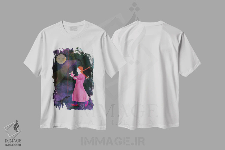 تیشرت سفید طرح دار عروسک چینی، هنر دیجیتال اثر کلر وست وود | فروشگاه ایماژ