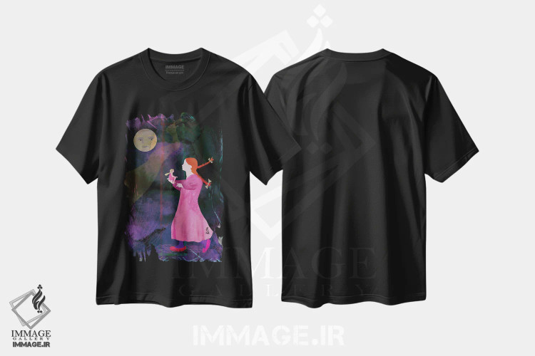 تیشرت مشکی طرح دار عروسک چینی، هنر دیجیتال اثر کلر وست وود | immage.ir