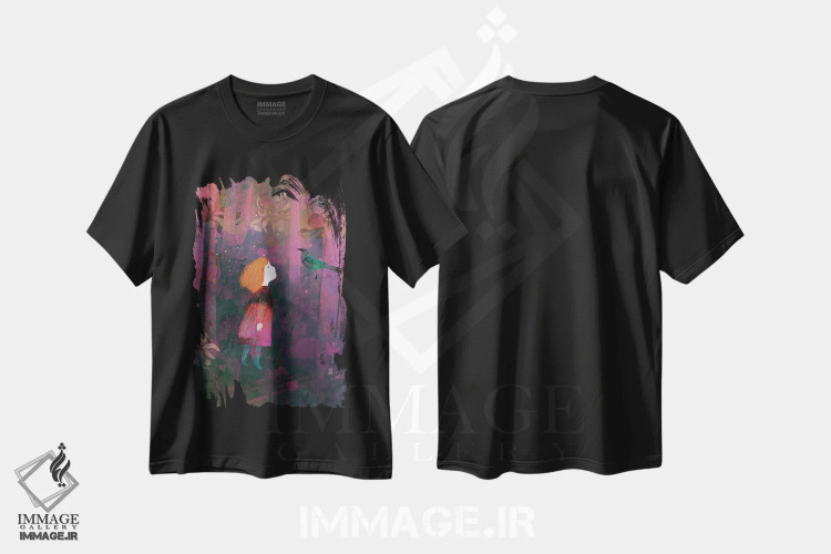 تیشرت مشکی طرح دار خیال پردازی، هنر دیجیتال اثر کلر وست وود | immage.ir