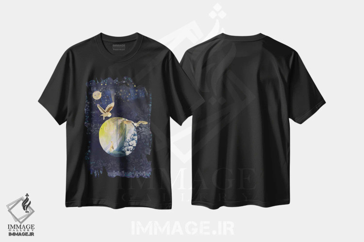 تیشرت مشکی طرح دار روز زمین، هنر دیجیتال اثر کلر وست وود | فروشگاه ایماژ