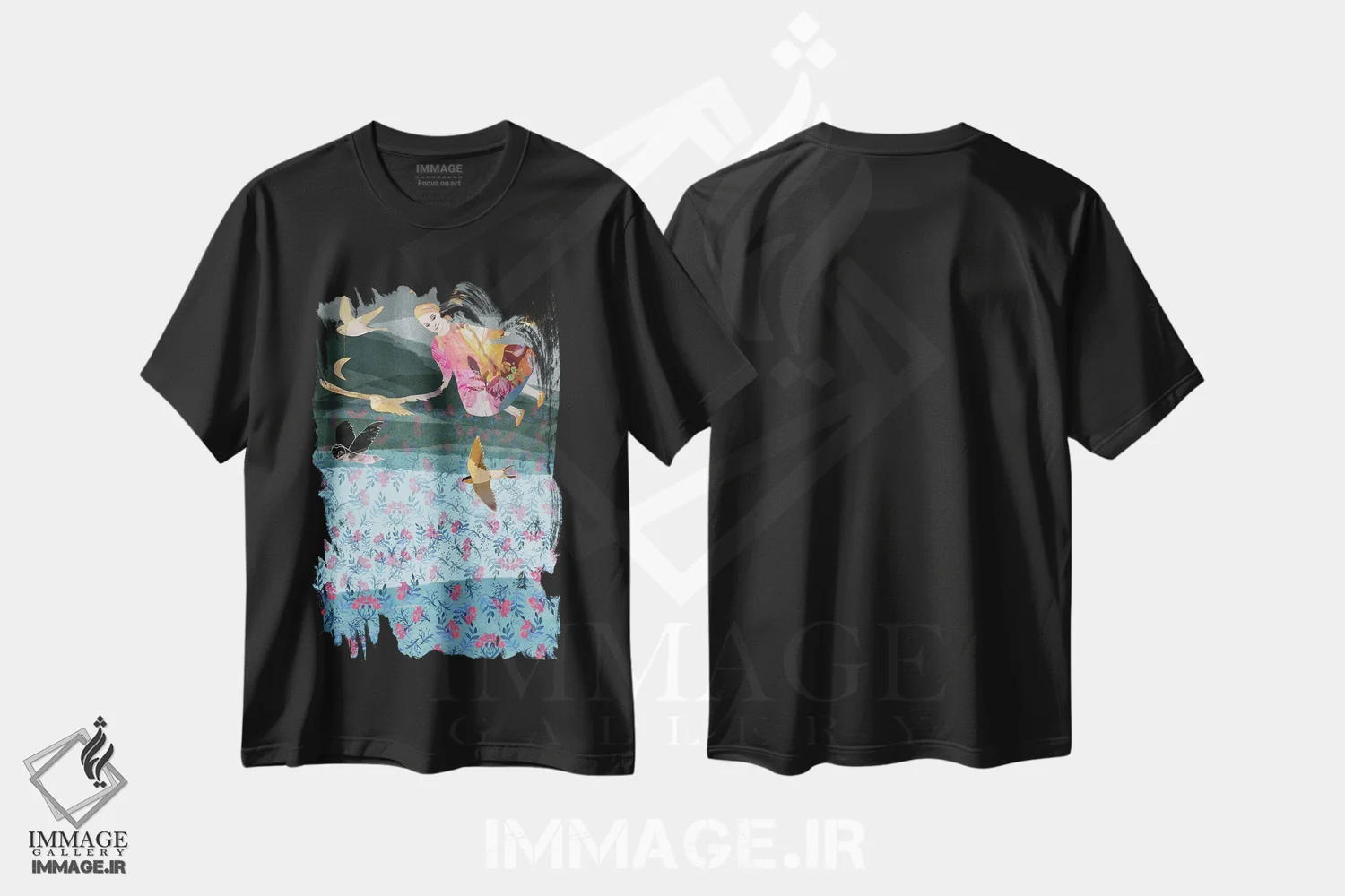 تیشرت مشکی طرح دار دشت عشق، هنر دیجیتال اثر کلر وست وود | immage.ir