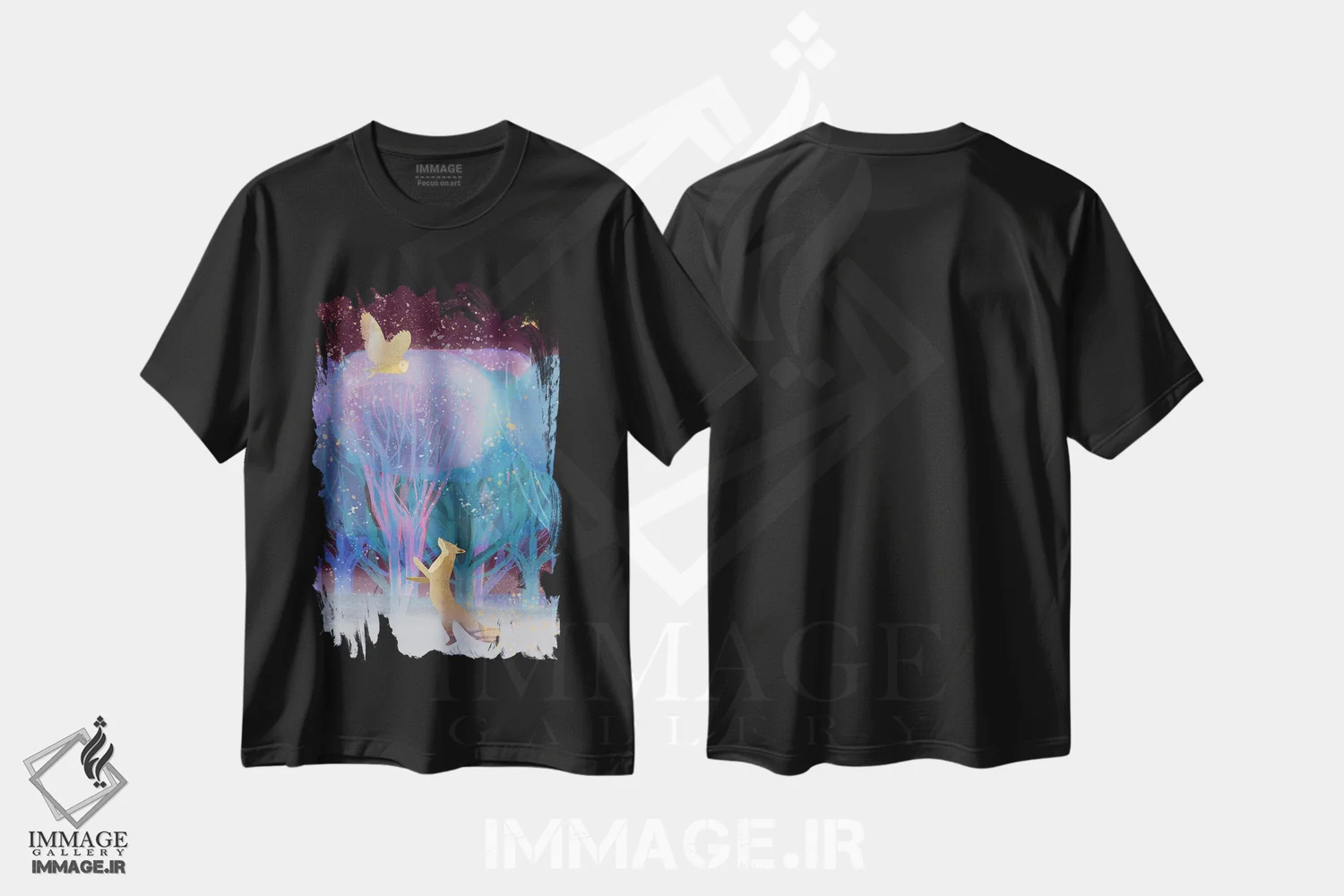 تیشرت مشکی طرح دار آبی روباهی، هنر دیجیتال اثر کلر وست وود | immage.ir