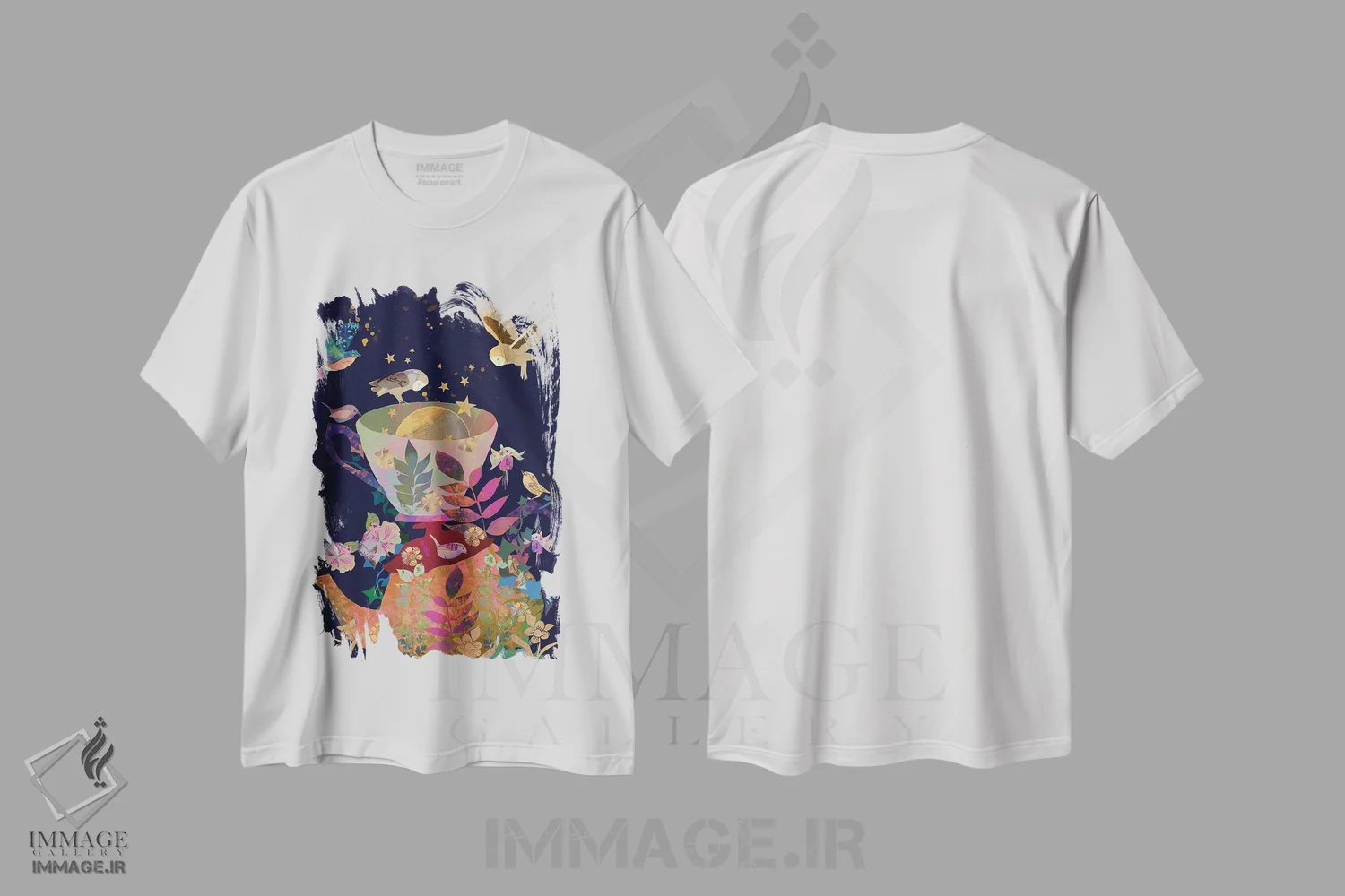 تیشرت سفید طرح دار پُر تا لب، هنر دیجیتال اثر کلر وست وود | immage.ir